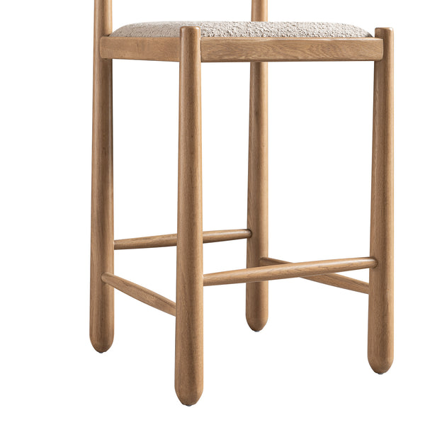 Tama Counter Stool, Light Taupe Boucle | Natural Oak Frame
