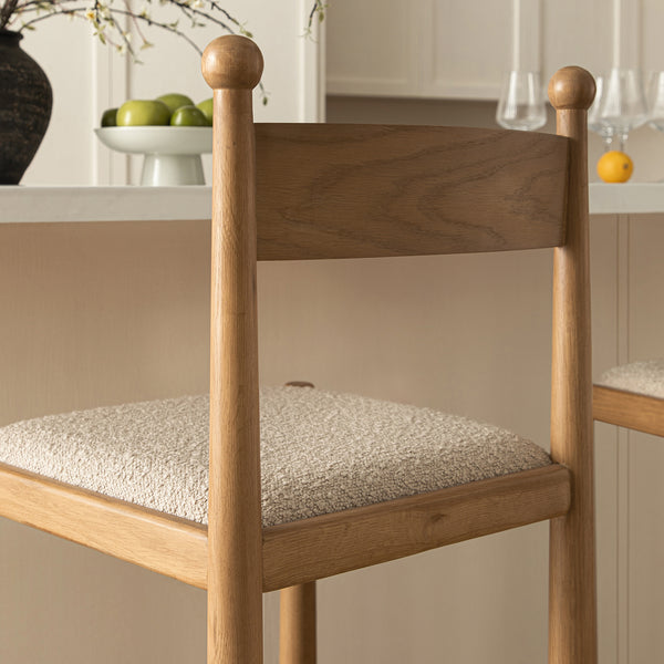 Tama Counter Stool, Light Taupe Boucle | Natural Oak Frame - daals