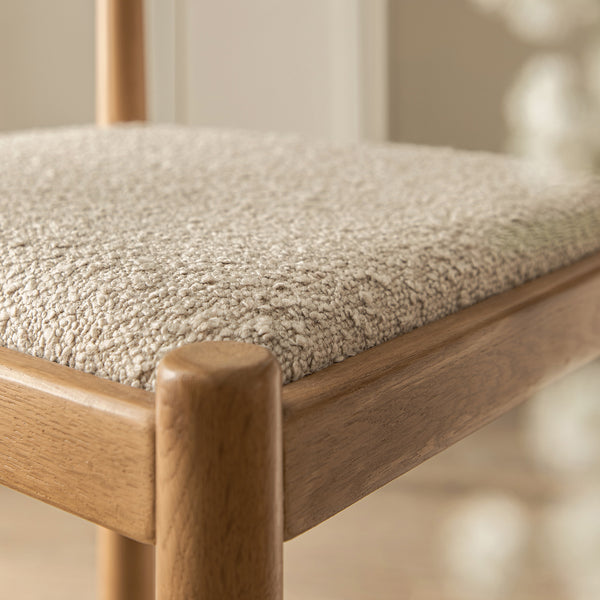 Tama Counter Stool, Light Taupe Boucle | Natural Oak Frame - daals