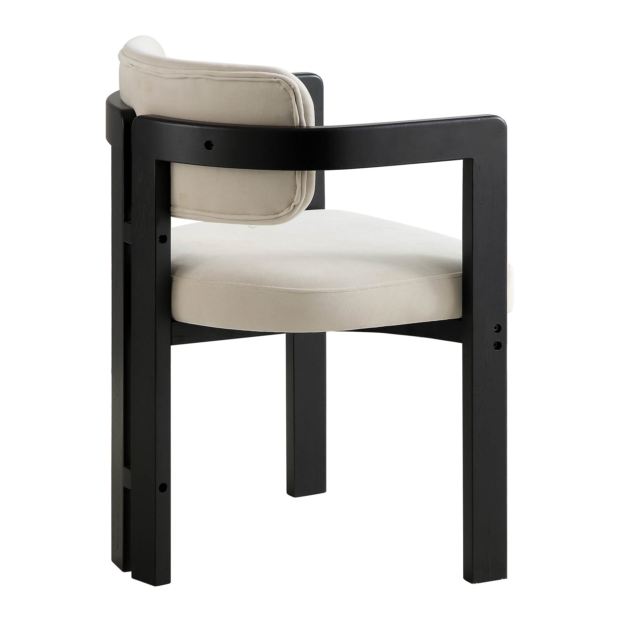 Stanford Curved Oak Frame Upholstered Chair, Champagne Velvet Black Frame