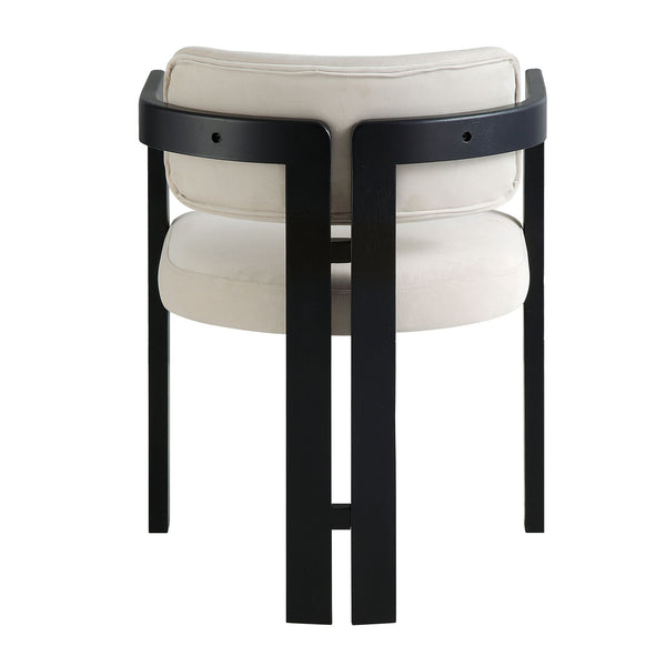 Stanford Curved Oak Frame Upholstered Chair, Champagne Velvet Black Frame