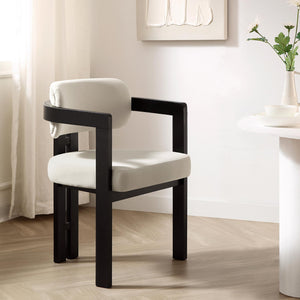 Stanford Curved Oak Frame Upholstered Chair, Champagne Velvet Black Frame
