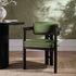 Stanford Curved Oak Frame Upholstered Chair, Moss Green Velvet Black Frame - daals