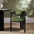 Stanford Curved Oak Frame Upholstered Chair, Moss Green Velvet Black Frame