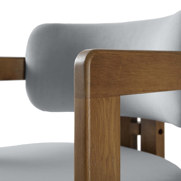 Stanford Curved Walnut Wood Frame Grey Velvet Chair