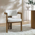 Stanford Curved Oak Frame Upholstered Chair, White Boucle Light Walnut Frame