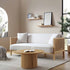 Pienza Cane Sofa Bed, Beige Woven Fabric with Natural Solid Oak Frame - daals