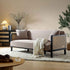 Pienza Cane Sofa Bed, Taupe Velvet with Black Solid Wood Frame - daals