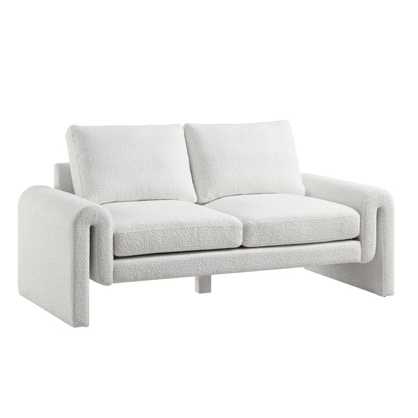 Hampstead White Boucle Curved 2-Seater Sofa