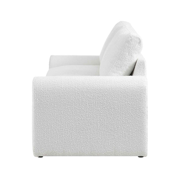 Hampstead White Boucle Curved 3-Seater Sofa