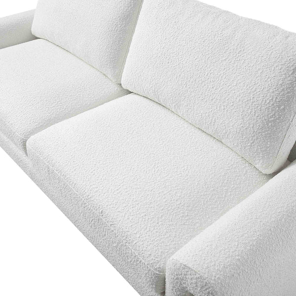 Hampstead White Boucle Curved 3-Seater Sofa