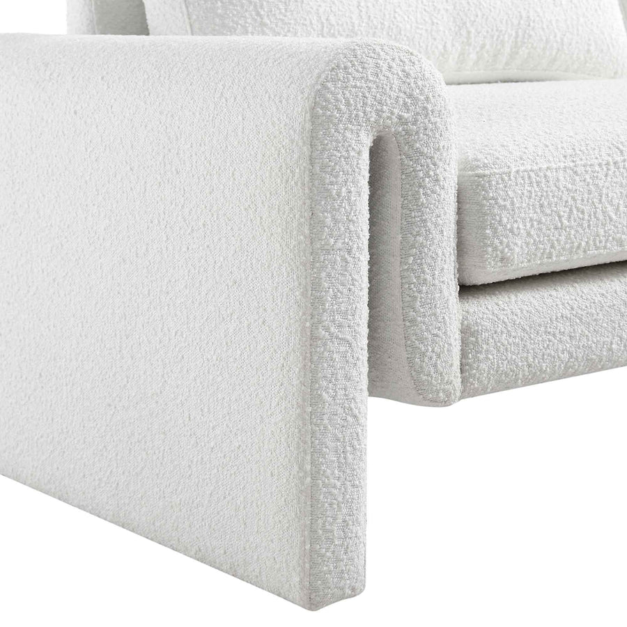 Hampstead White Boucle Curved 3-Seater Sofa