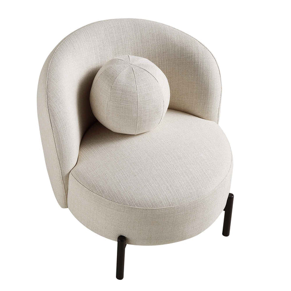 Amboise Armchair with Ball Cushion, Beige Linen Blend