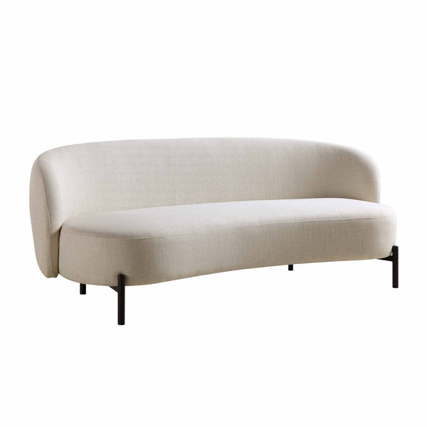 Amboise 3-Seater Curved Sofa with Ball Cushions, Beige Linen Blend