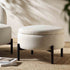 Amboise Round Storage Pouffe, Beige Linen Blend - daals