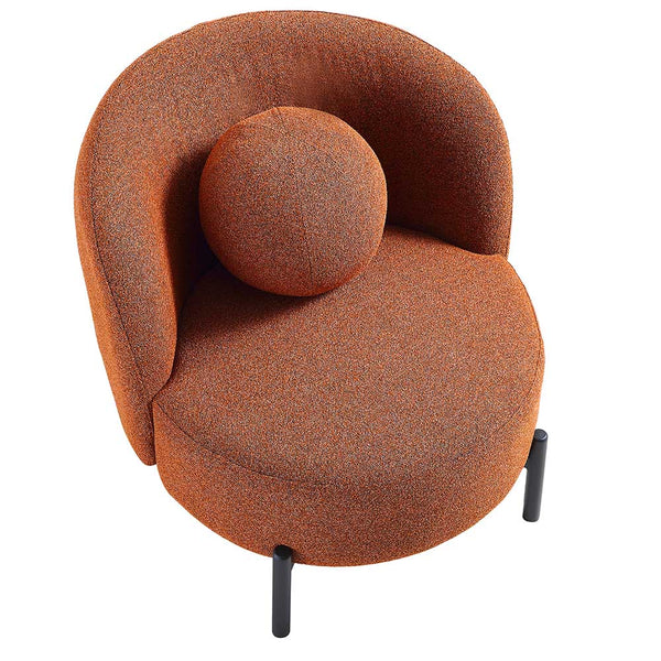 Amboise Armchair with Ball Cushion, Brick Boucle