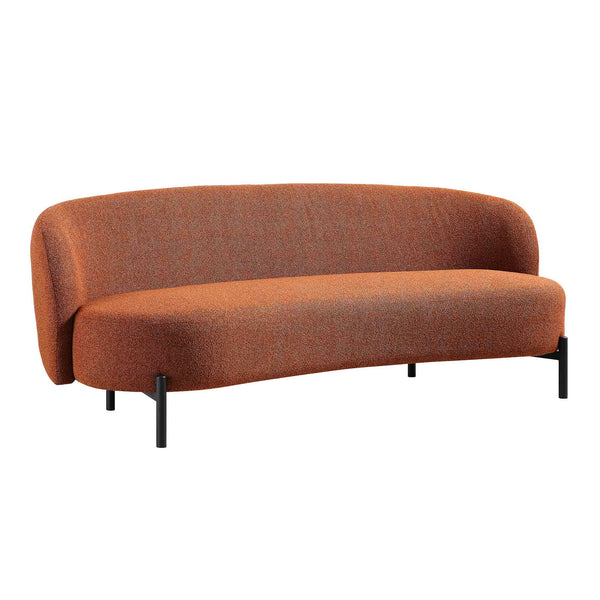 Amboise 3-Seater Curved Sofa with Ball Cushions, Brick Boucle