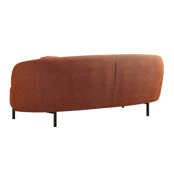 Amboise 3-Seater Curved Sofa with Ball Cushions, Brick Boucle