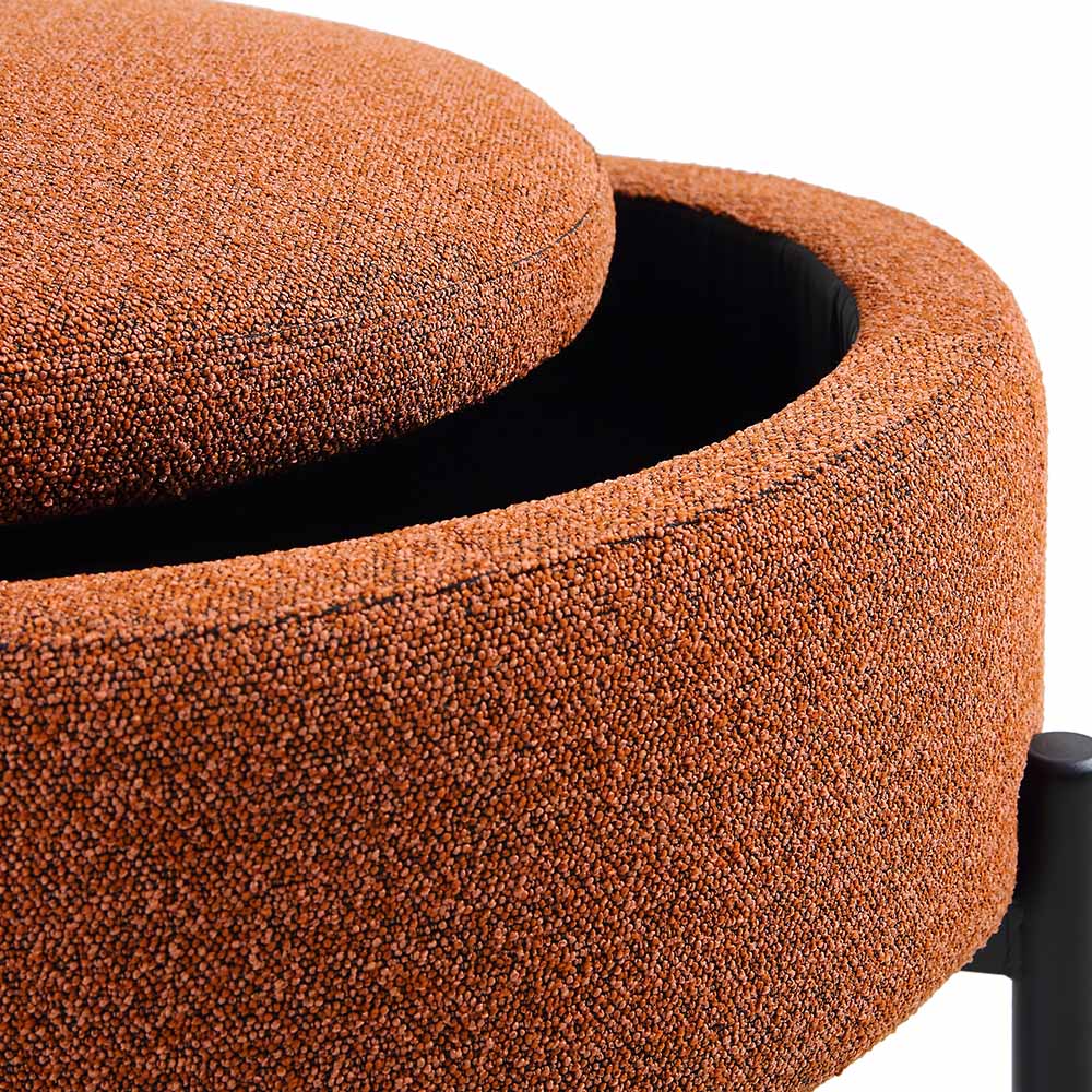 Amboise Round Storage Pouffe, Brick Boucle | daals