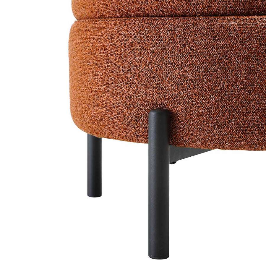 Amboise Round Storage Pouffe, Brick Boucle