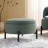 Amboise Round Storage Pouffe, Spruce Green Textured Fabric - daals
