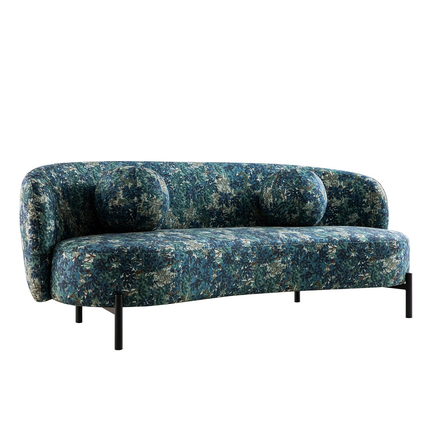 Amboise 3-Seater Curved Sofa with Ball Cushions, Julien Linen Blend