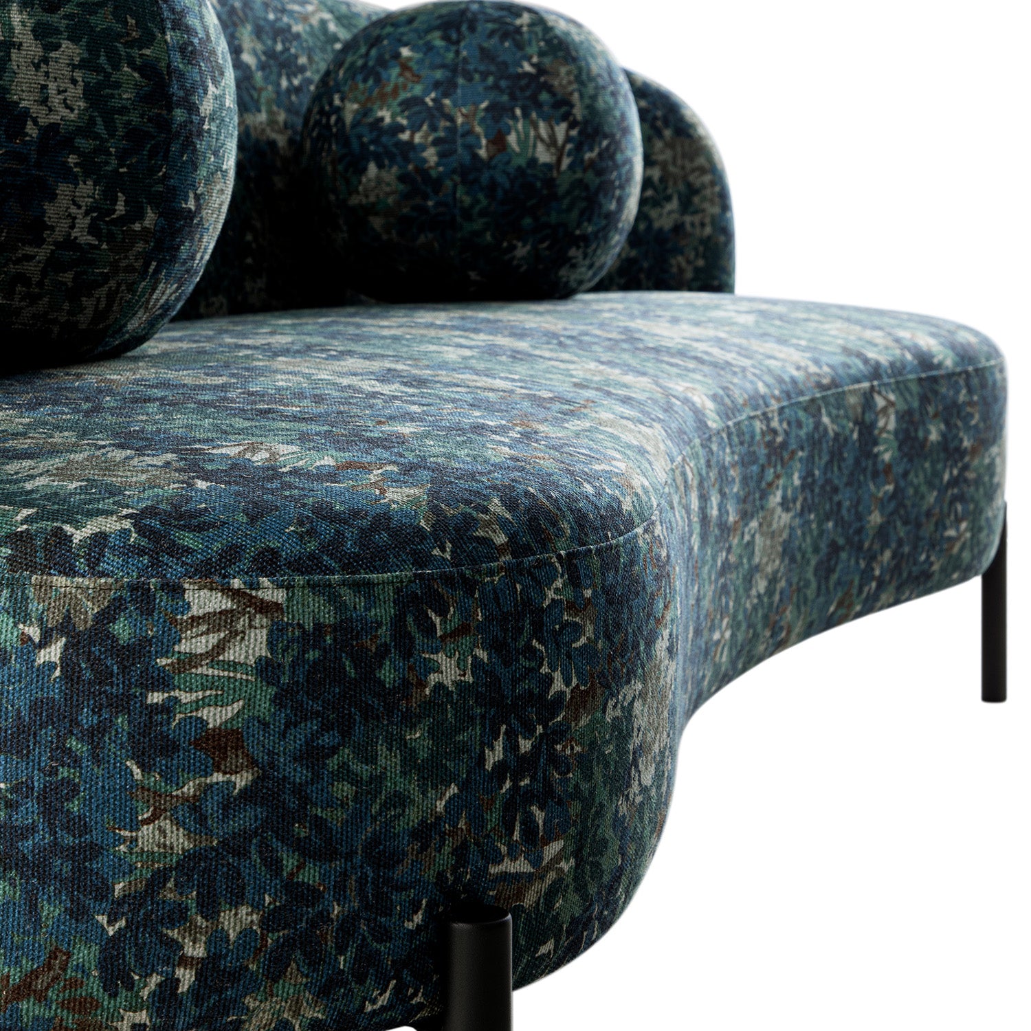 Amboise 3-Seater Curved Sofa with Ball Cushions, Julien Linen Blend