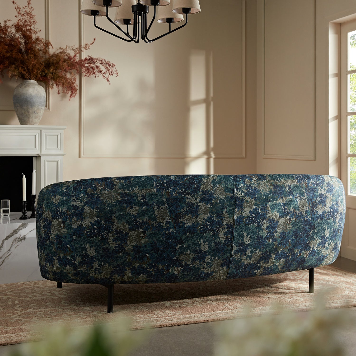 Amboise 3-Seater Curved Sofa with Ball Cushions, Julien Linen Blend
