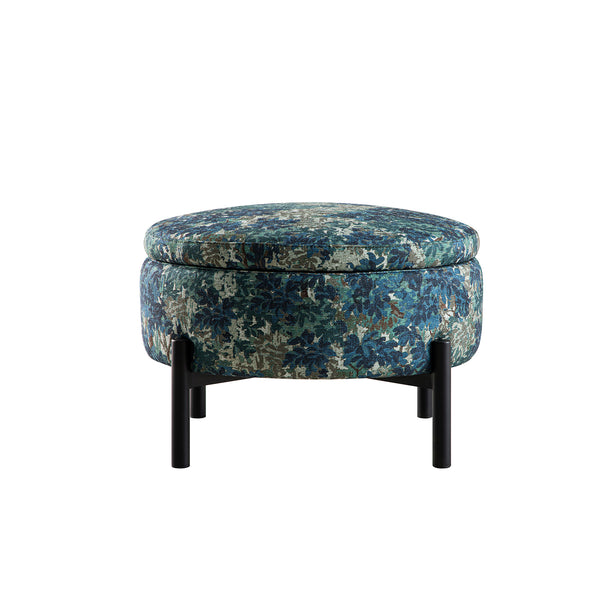 Amboise Round Storage Pouffe, Julien Linen Blend - daals