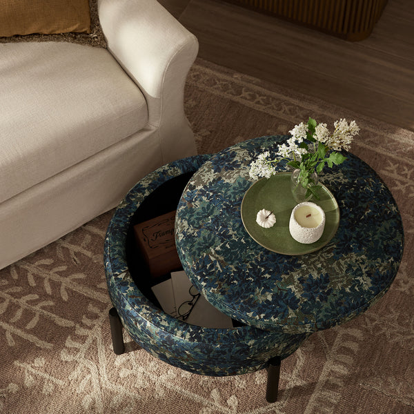 Amboise Round Storage Pouffe, Julien Linen Blend - daals