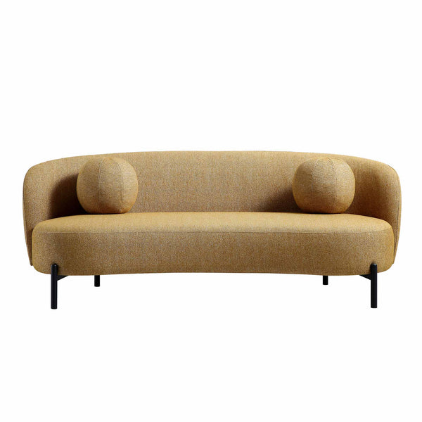 Amboise 3 - Seater Curved Sofa with Ball Cushions, Marigold Textured Fabric - daals