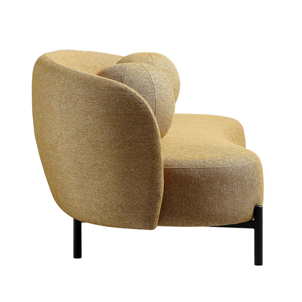 Amboise 3 - Seater Curved Sofa with Ball Cushions, Marigold Textured Fabric - daals