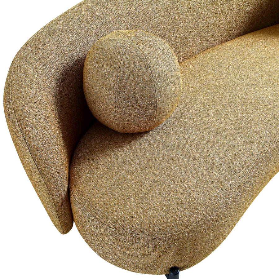 Amboise 3-Seater Curved Sofa with Ball Cushions, Marigold Textured Fabric