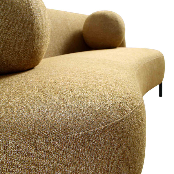 Amboise 3 - Seater Curved Sofa with Ball Cushions, Marigold Textured Fabric - daals