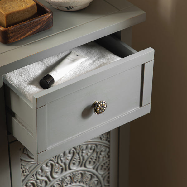 Chantilly Mid Grey Carved Bathroom Cupboard - daals