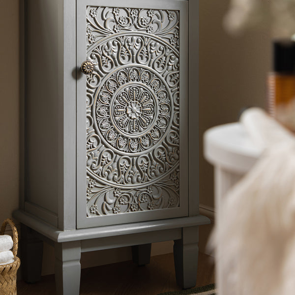 Chantilly Mid Grey Carved Bathroom Cupboard - daals