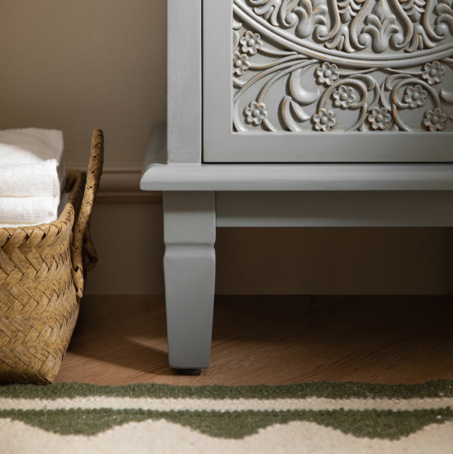 Chantilly Mid Grey Carved Bathroom Cupboard