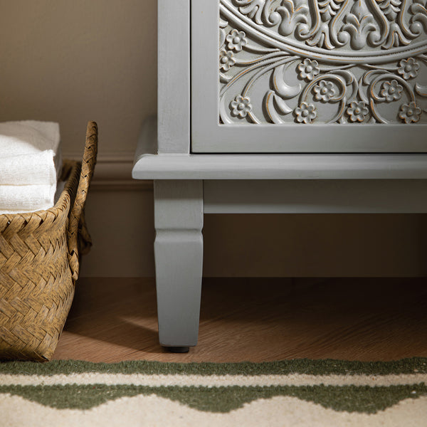 Chantilly Mid Grey Carved Bathroom Cupboard - daals