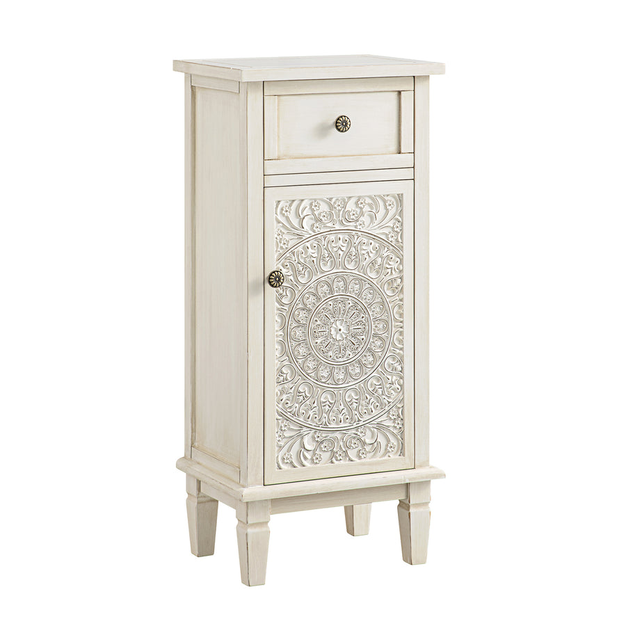 Chantilly Whitewashed Carved Bathroom Cupboard
