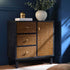 Bianca Chip Carved 1 Door 3 Drawer Small Sideboard, Antique Bronze & Black - daals