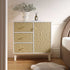 Bianca Chip Carved 1 Door 3 Drawer Small Sideboard, Sand Beige & Ivory - daals