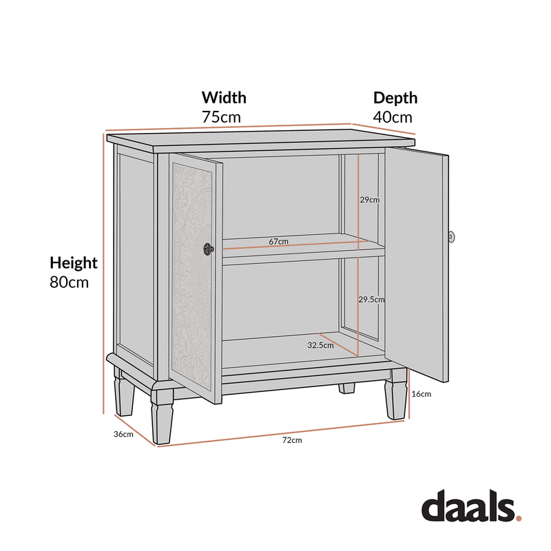 Chantilly Whitewashed Carved Small Sideboard