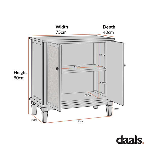 Chantilly Whitewashed Carved Small Sideboard