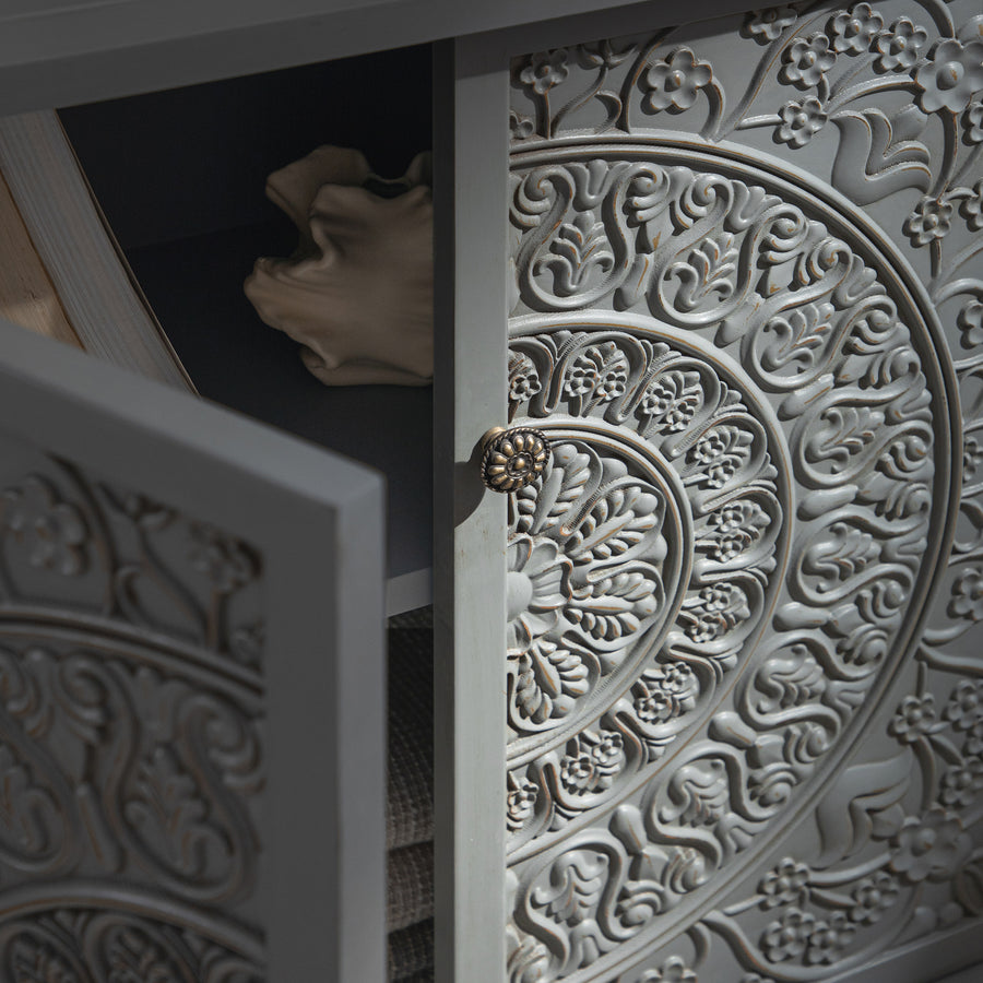 Chantilly Mid Grey Carved Small Sideboard