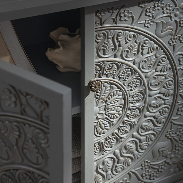 Chantilly Mid Grey Carved Small Sideboard