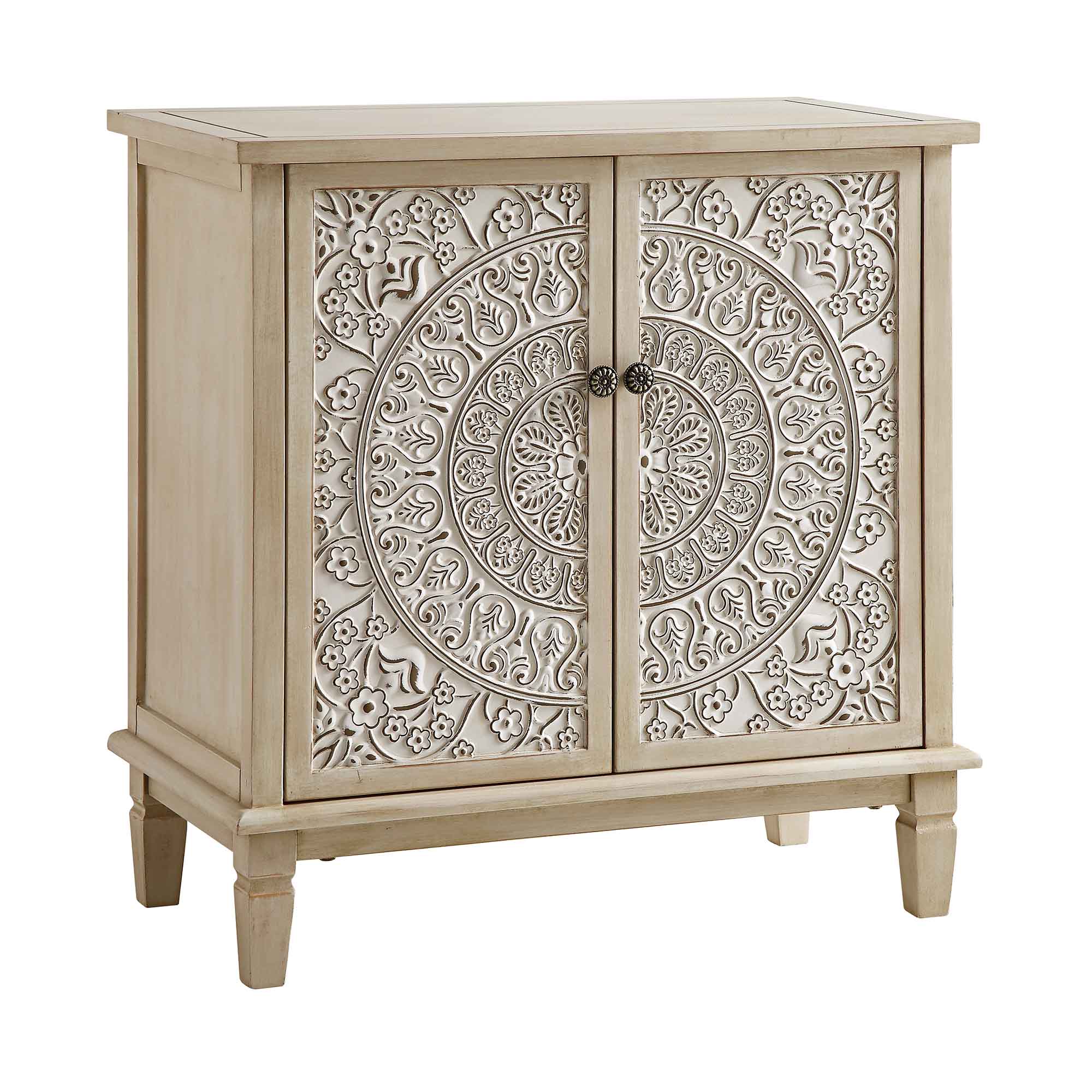 Chantilly Whitewashed Carved Small Sideboard