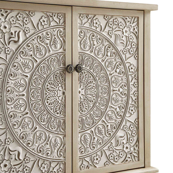 Chantilly Whitewashed Carved Small Sideboard