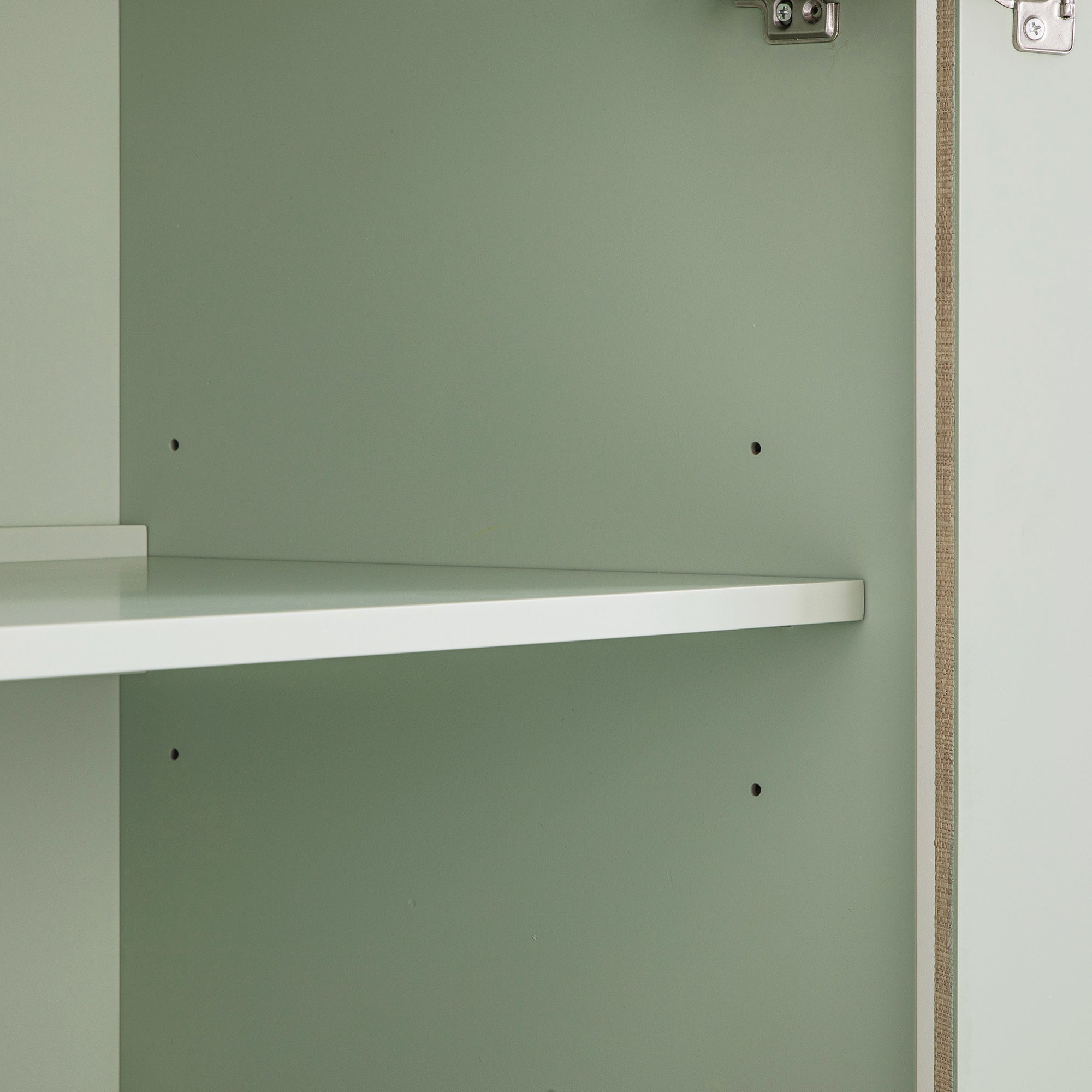 Maude Large Storage Cabinet, Muted Pistachio Ash with Raffia