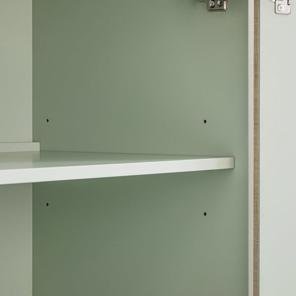 Maude Large Storage Cabinet, Muted Pistachio Ash with Raffia