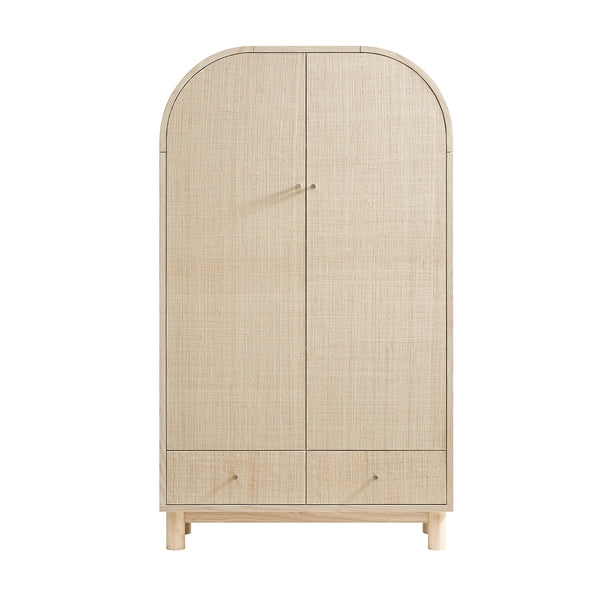 Maude Large Storage Cabinet, Natural Ash with Raffia